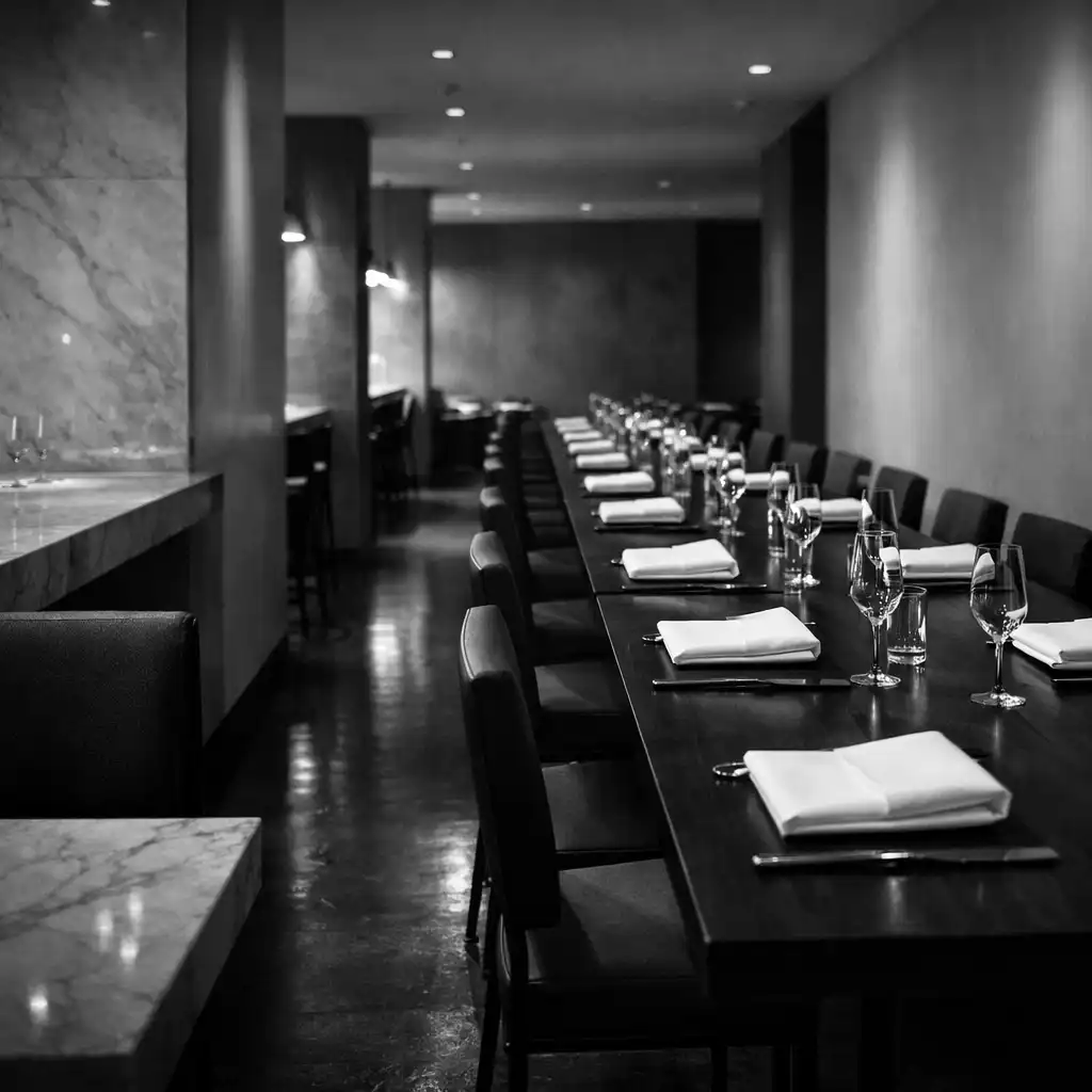 Marble and linen dressed tables in the Marble and Linen dining room